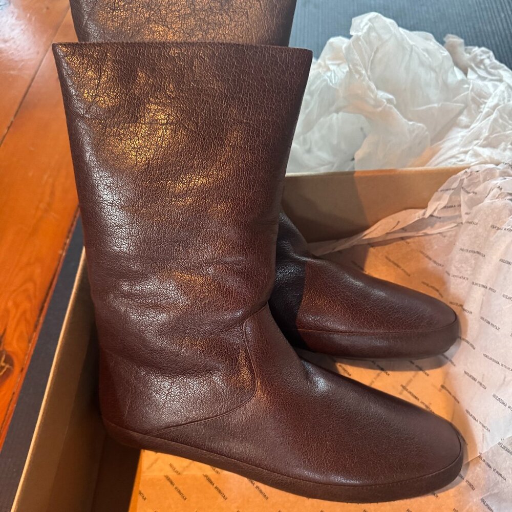 Kathryn Amberleigh leather flat boot with fur